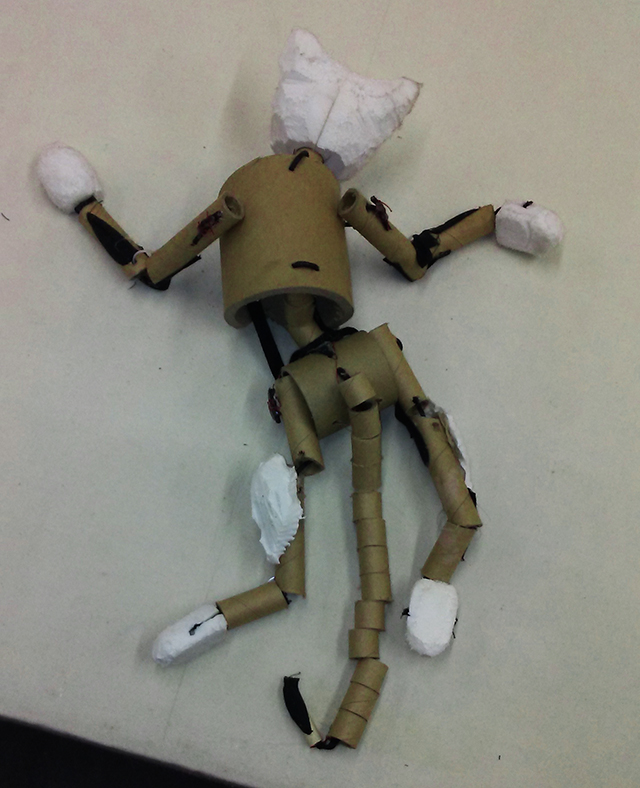 Inside of the cat puppet