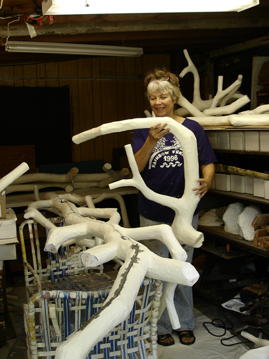 Karle holding a branch